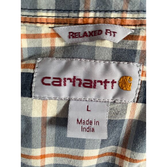 Carhartt Mens Relaxed Fit Plaid Short Sleeve Button-Up Shirt L - Picture 5 of 12